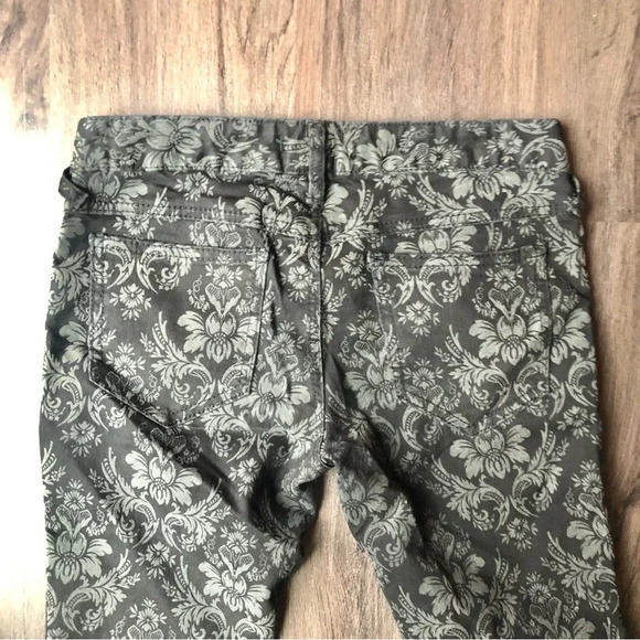 Free People Damask Brocade Skinny Jeans Black Sz 25 Goth Punk Indy Sleaze - Picture 4 of 10